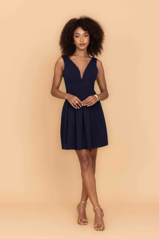 ELOISE Marineblaues Skaterkleid