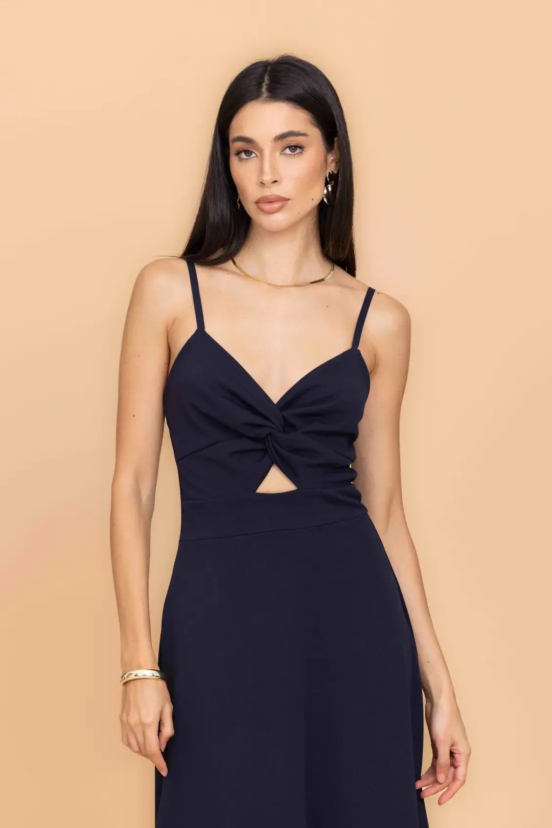 ANNIE Marineblaues Maxikleid