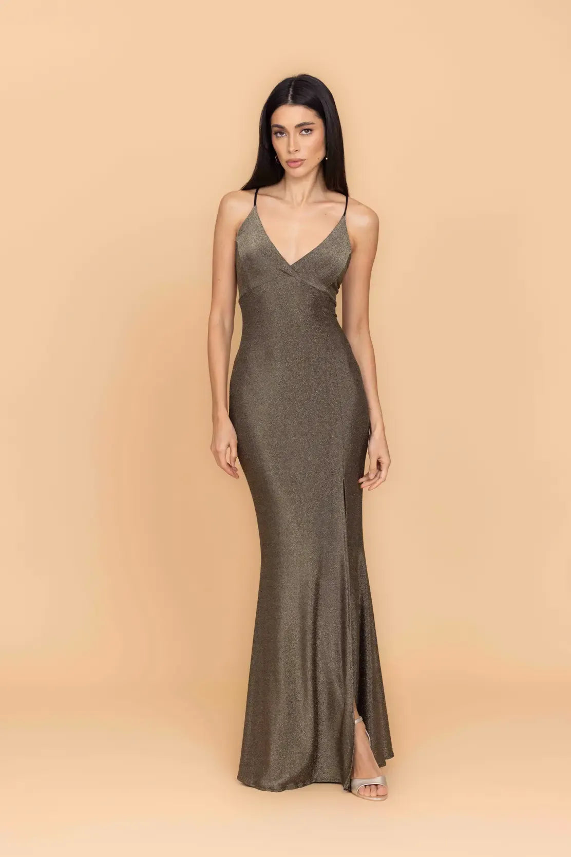 ARGENTINE Gold Glitter Maxi Dress