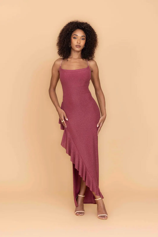 GRACE Rose Pink Glitter Maxi Dress