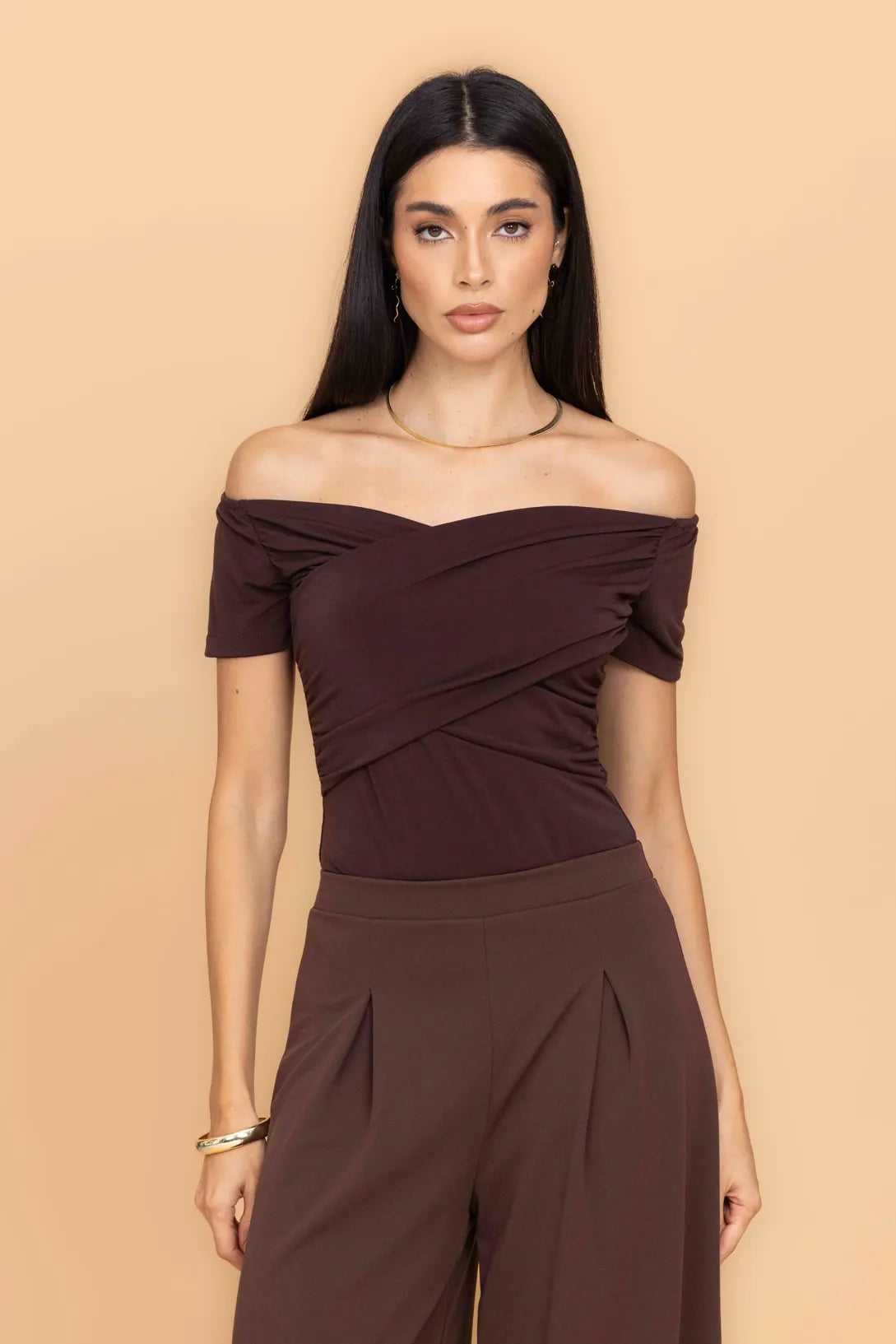 HALLIE Dark Brown Bodysuit