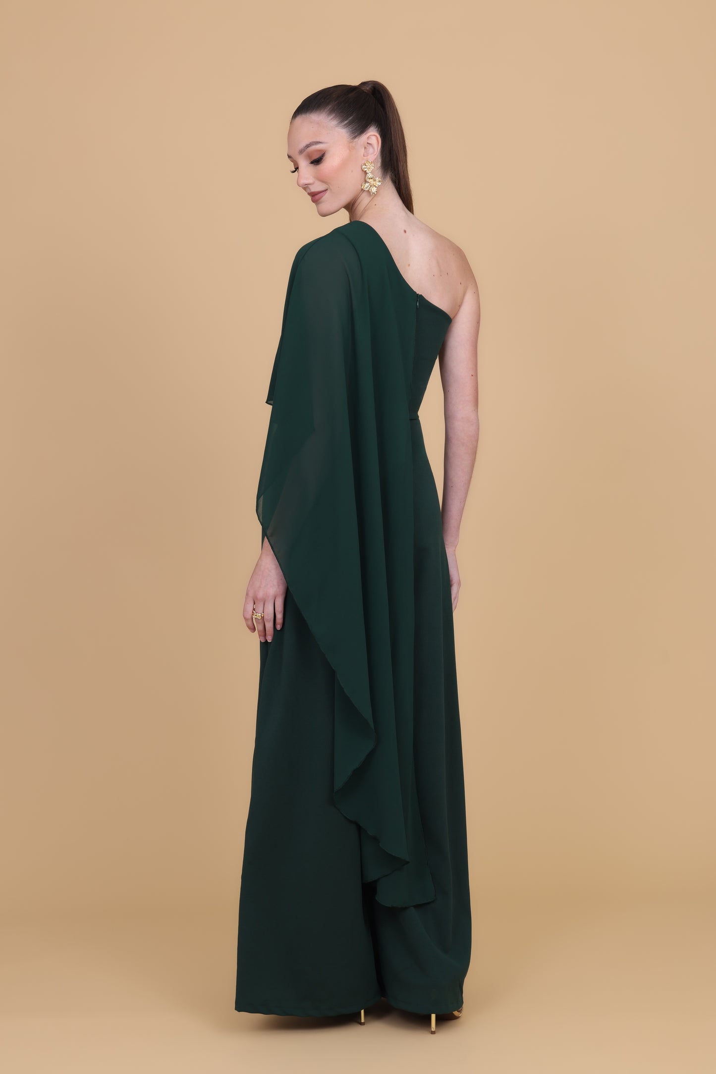MELODY Forest Green One Shoulder Jumpsuit