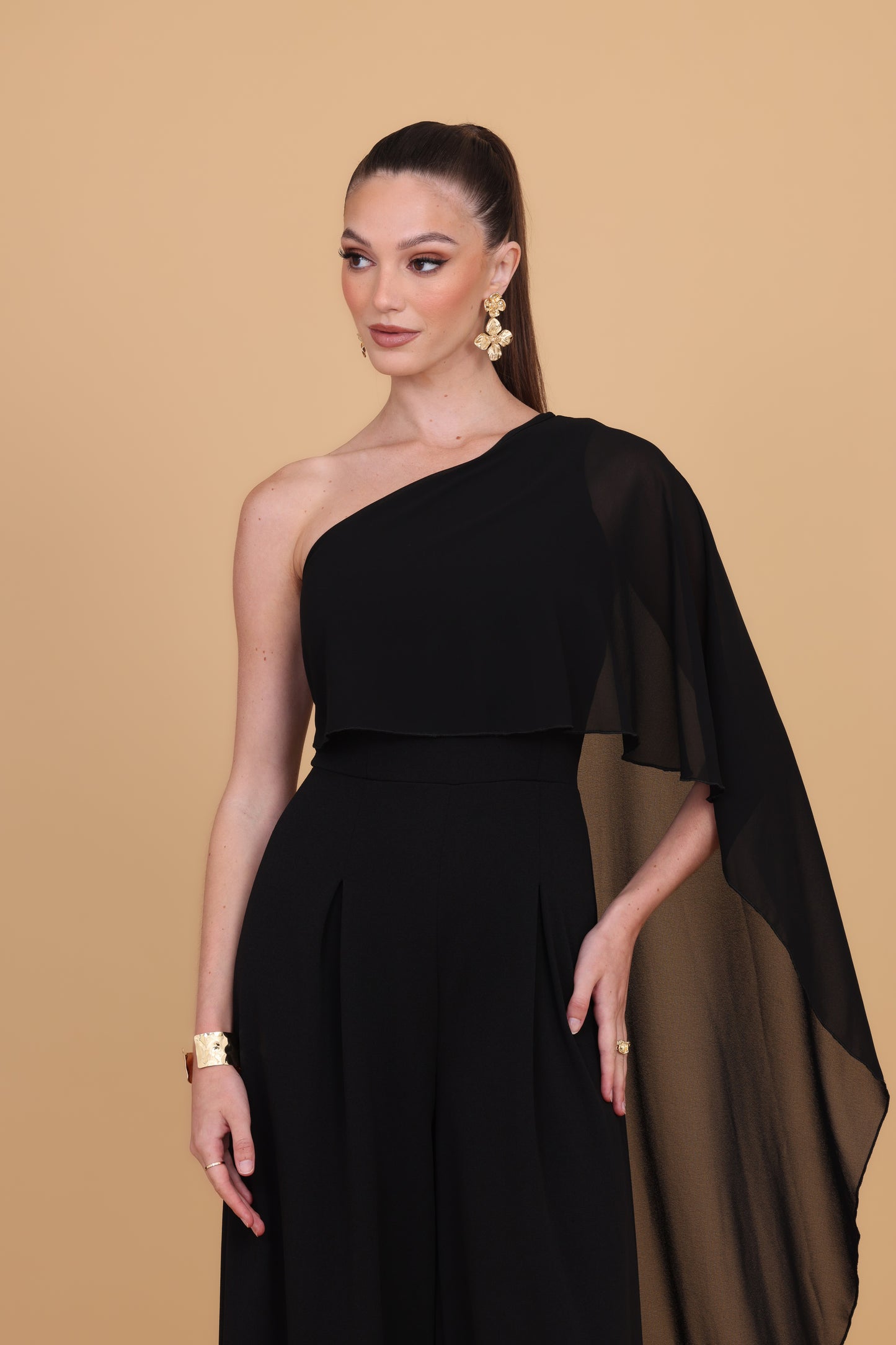 MELODY Black One Shoulder Jumpsuit