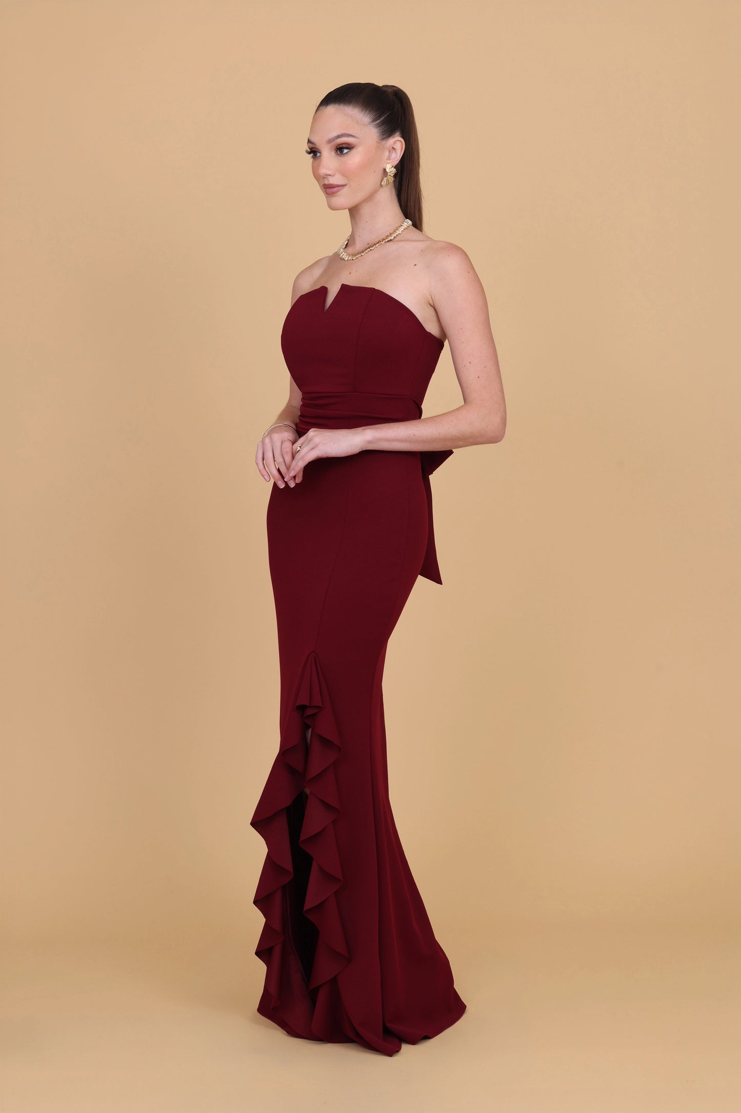 TASMINA Wine Maxi Dress