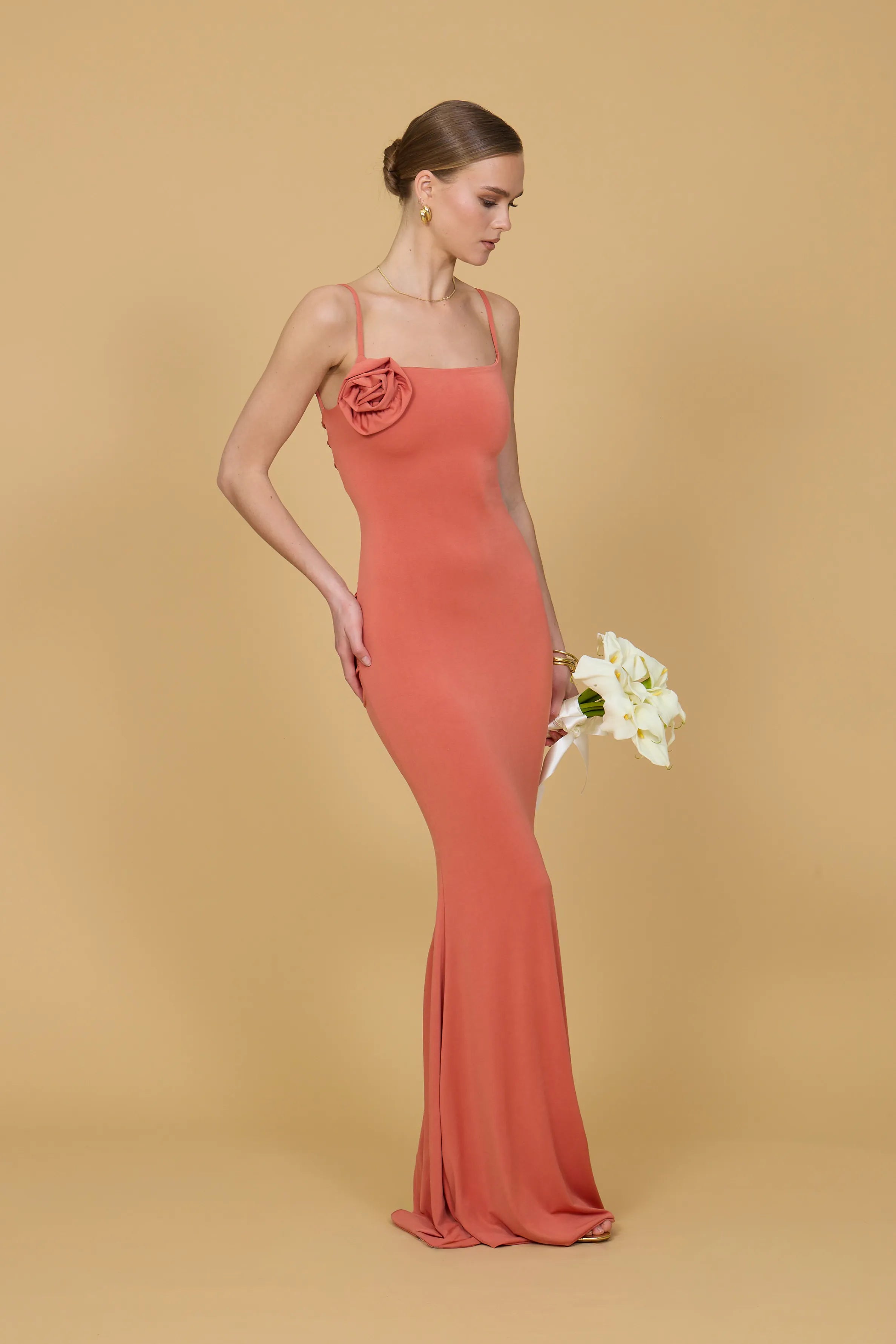 MARY Rose Detail Dusty Rose Pink Tie Back Dress | WalG London MARY Rose Detail Dusty Rose Pink Tie Back Dress | WalG London
