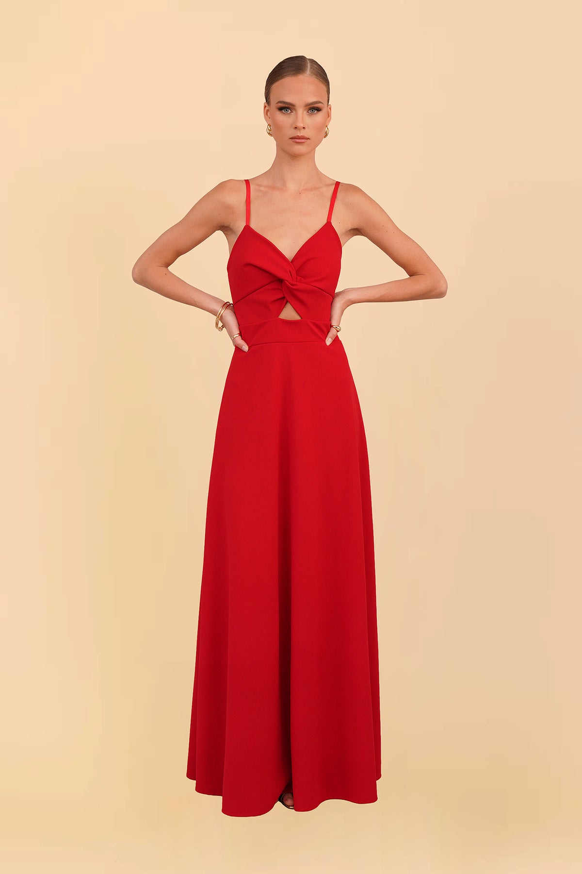 ANNIE Cherry Red Maxi Dress