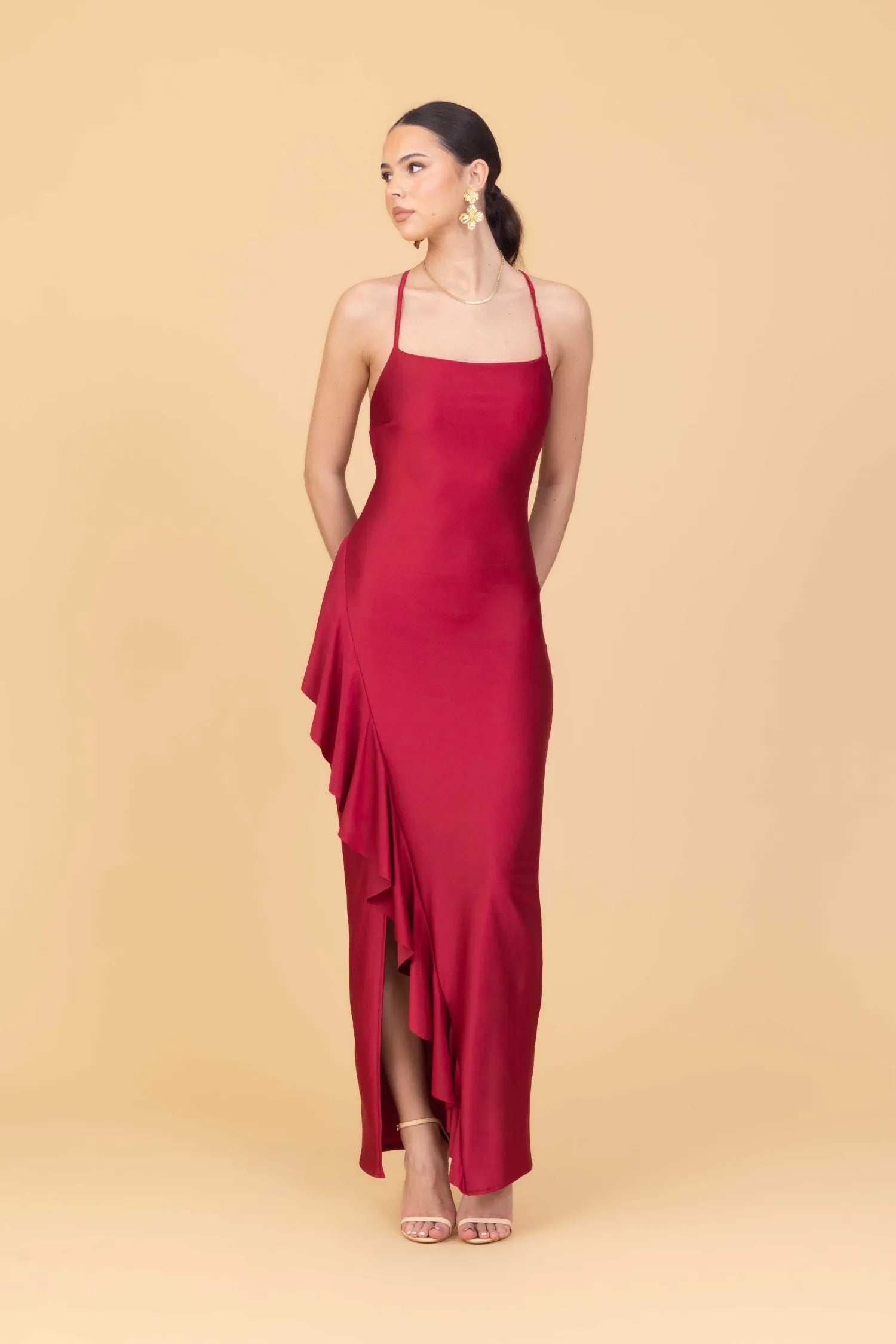 GRACE Cherry Red Maxi Dress Tall | WalG London