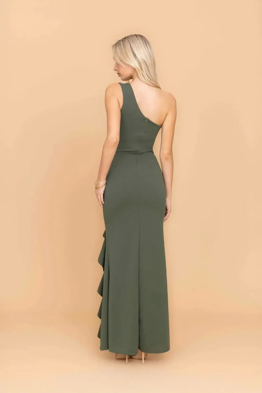 MILLY Dunkles Khaki-Maxikleid