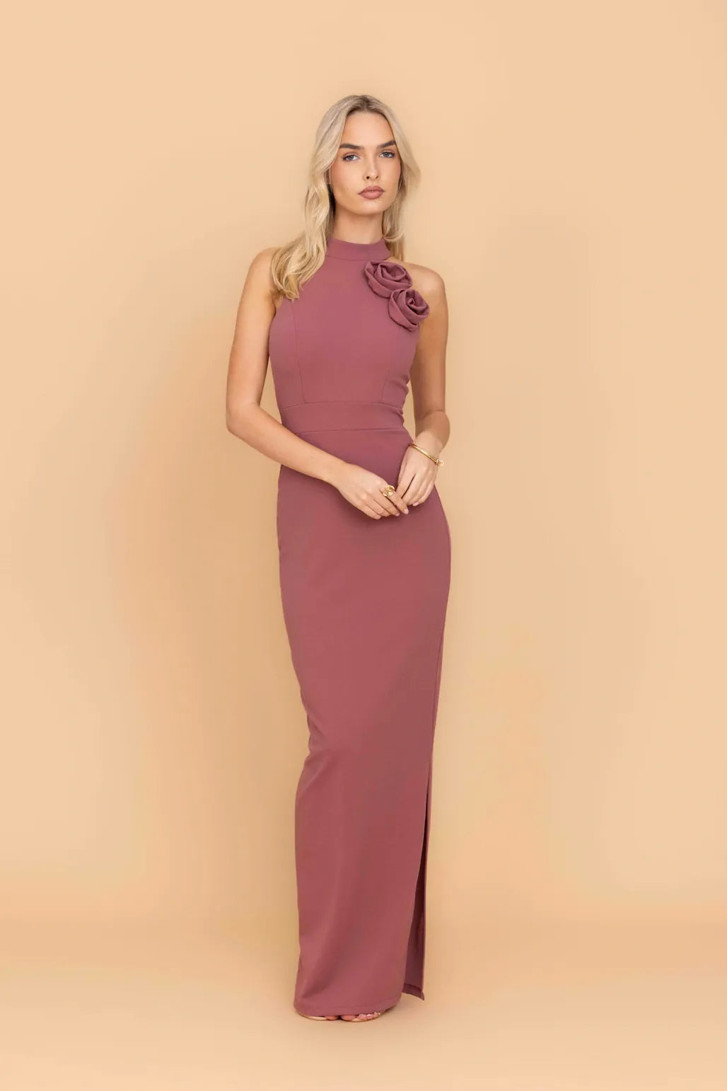 mauve maxi dress PrettyLittleThing Women's Puff Sleeve in 70% reclaimed viscose 30% polyester Cold gentle machine wash Knit Drape Maxi Dress -