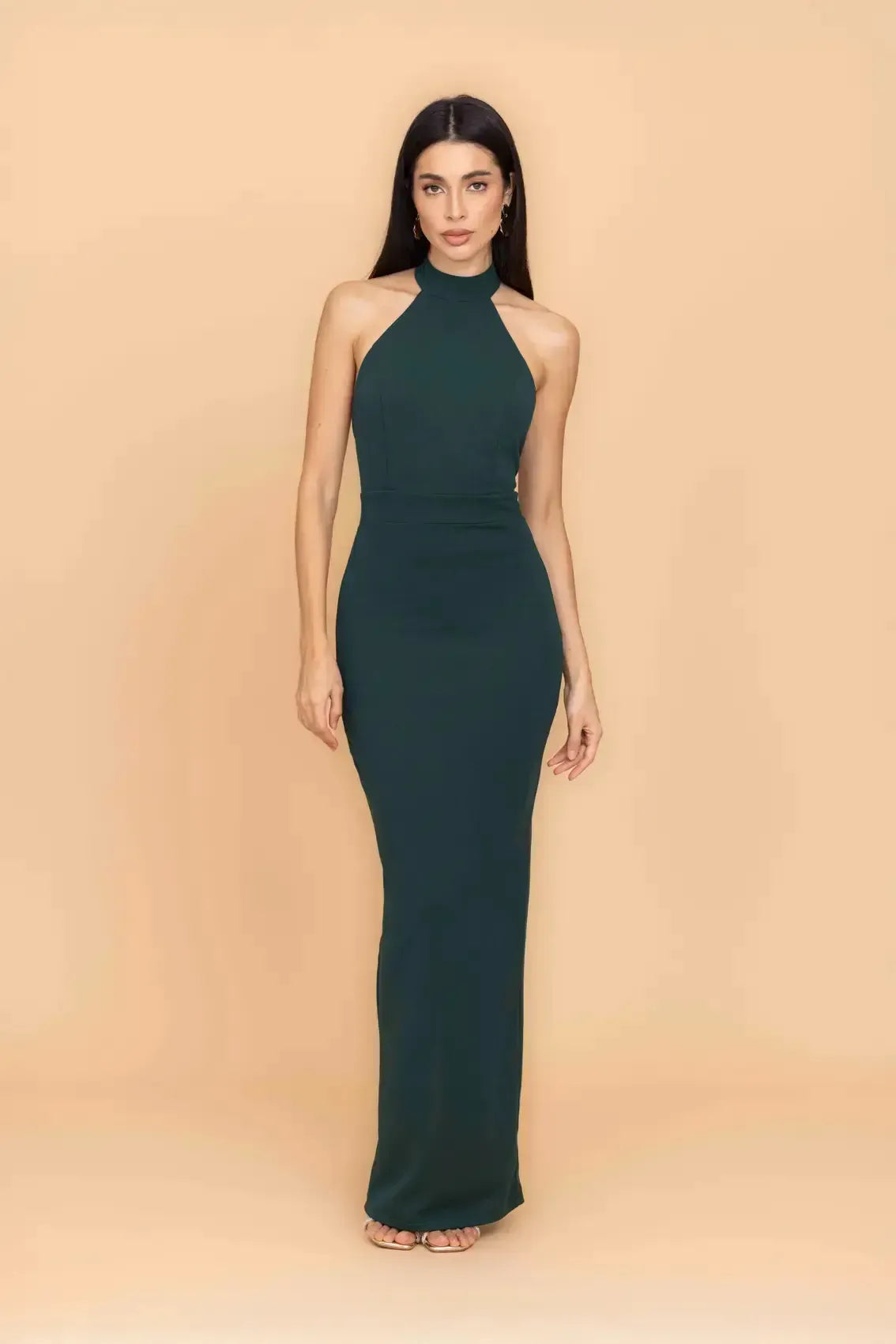 wal g green dress LEILA Forest Diamante Maxi shiny dresses