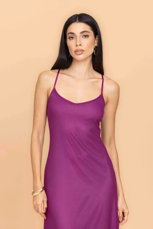 SANDY Magenta Mesh Maxi Dress