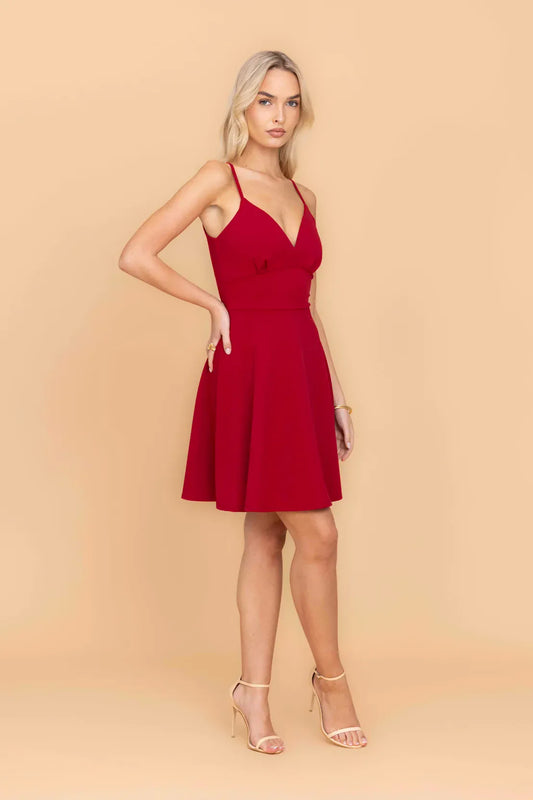 JINA Scharlachrotes Skaterkleid