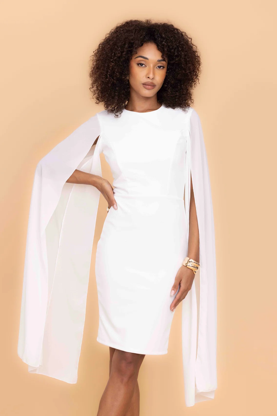 HOLLY White Midi Dress