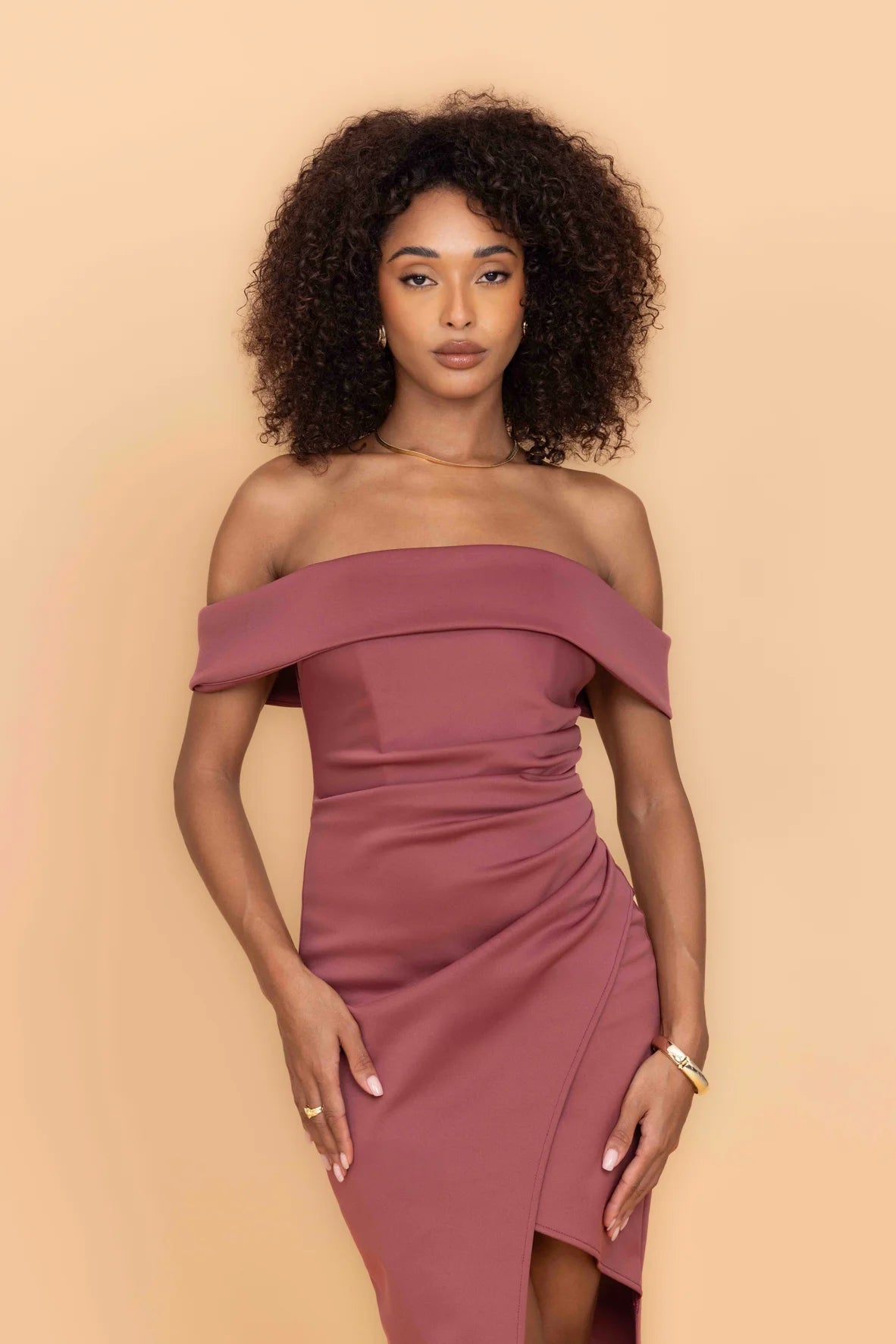 VINCENZO Dark Mauve Midi Dress