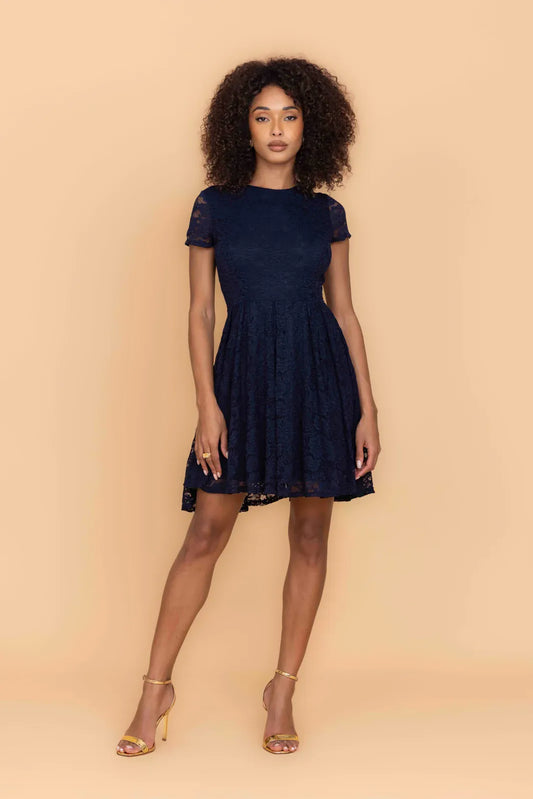STACEY Marineblaues Minikleid