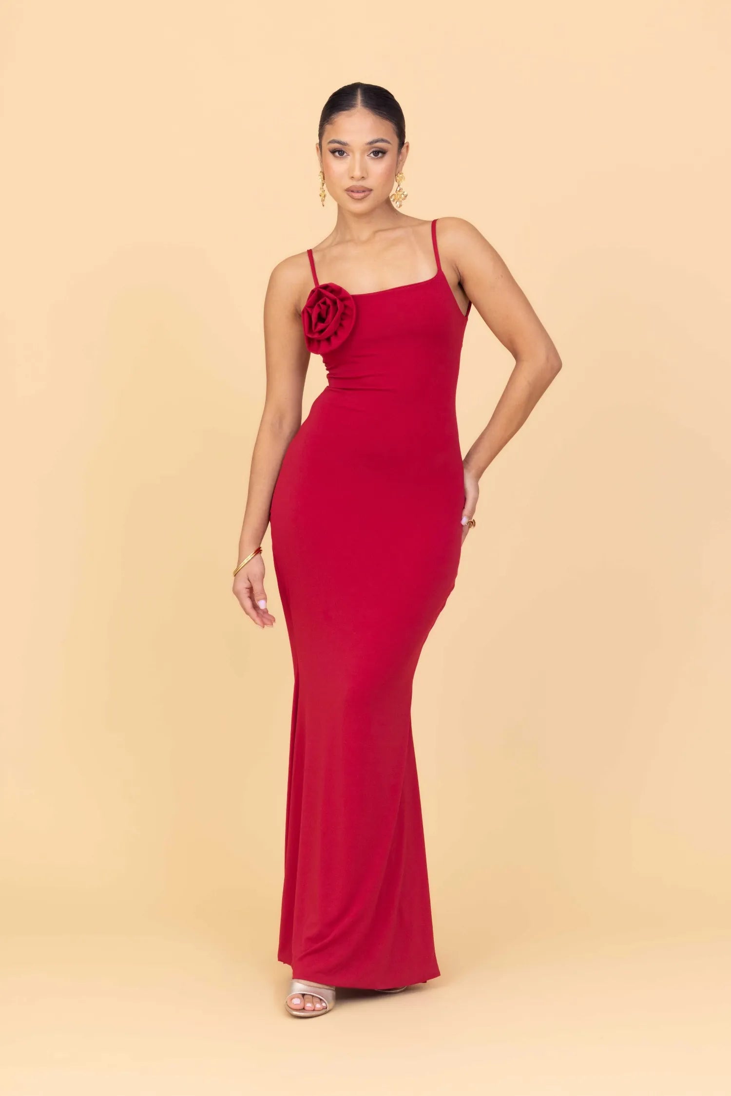 MARY Cherry Red Maxi Dress Petite| WalG London