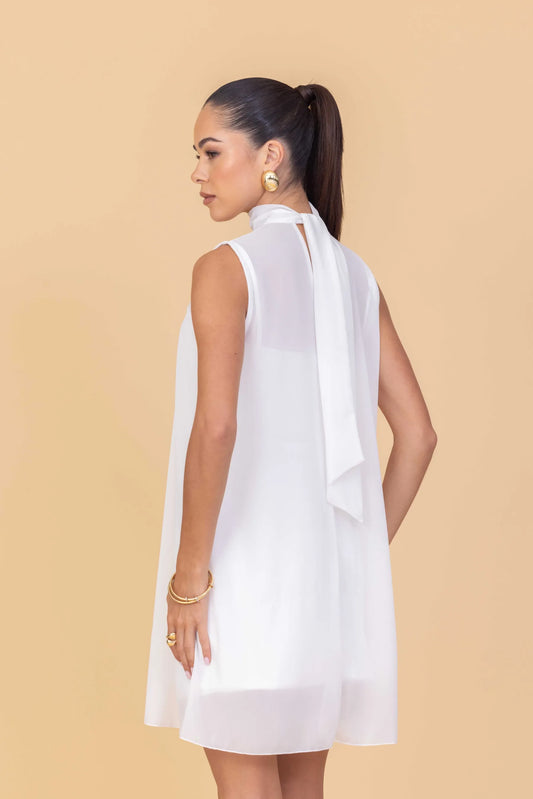 Sleeve-less White Dress