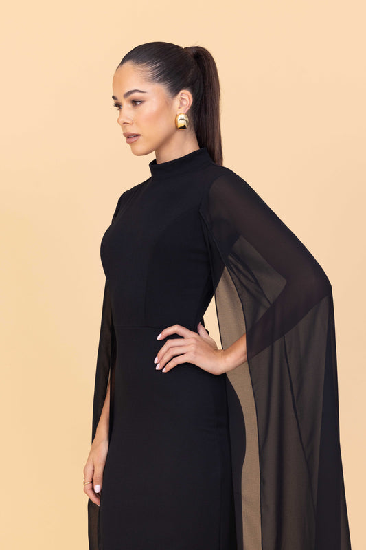 ALLY Black Midi Dress