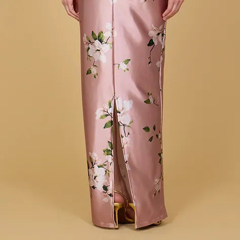 Pink floral pants on a beige background