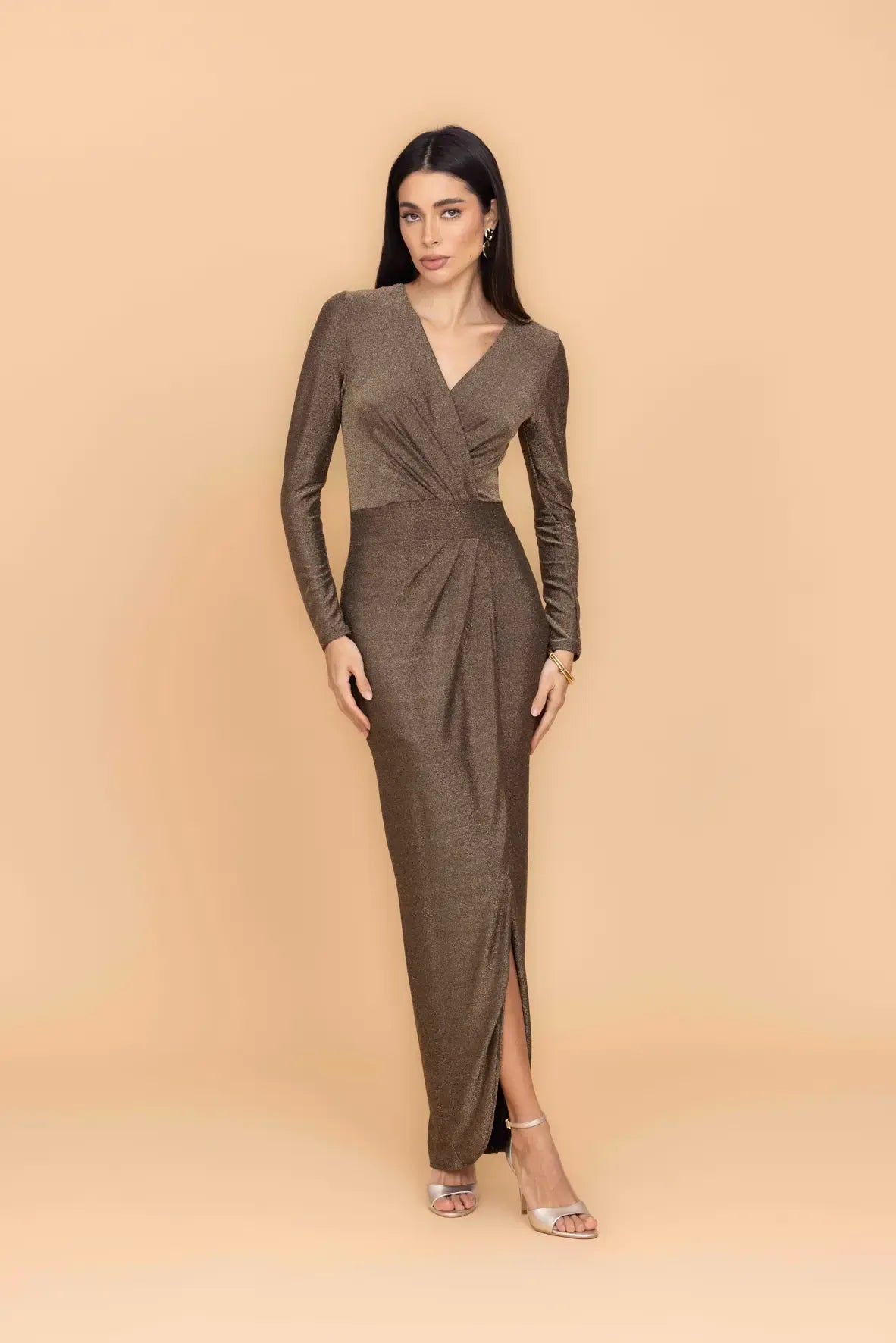LOLA Long Sleeve Glitter Wrap Dress | WalG London LOLA Long Sleeve Glitter Wrap Dress | WalG London
