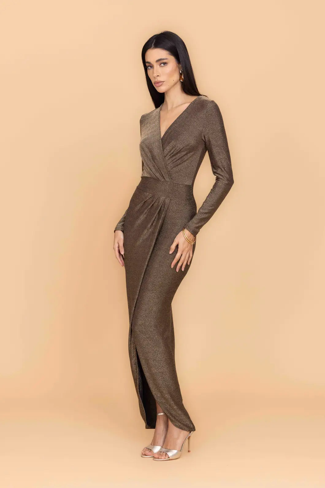 LOLA Gold Maxi Dress