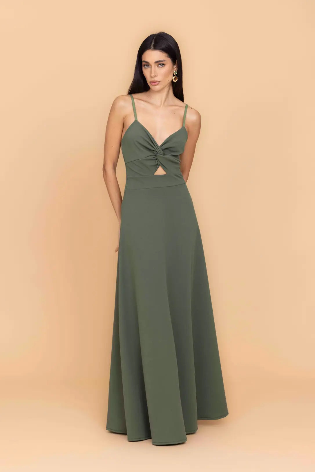 ANNIE Dark Khaki Maxi Dress