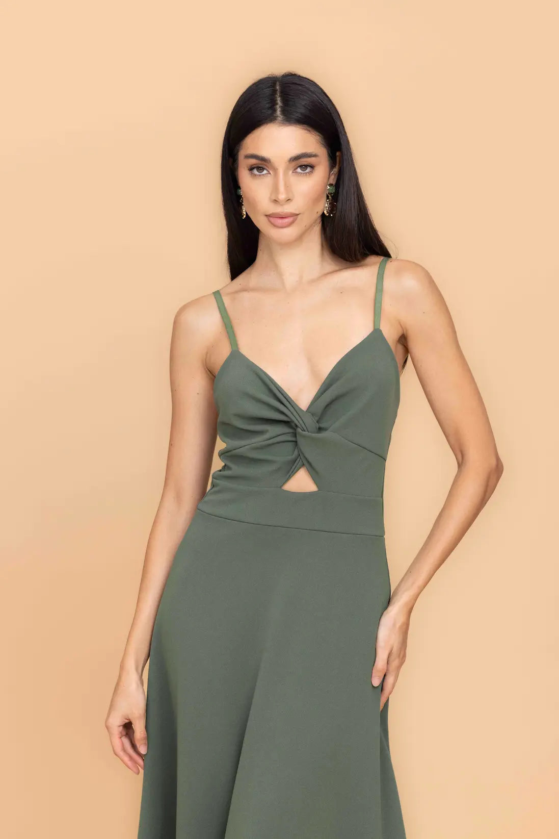 ANNIE Dark Khaki Maxi Dress