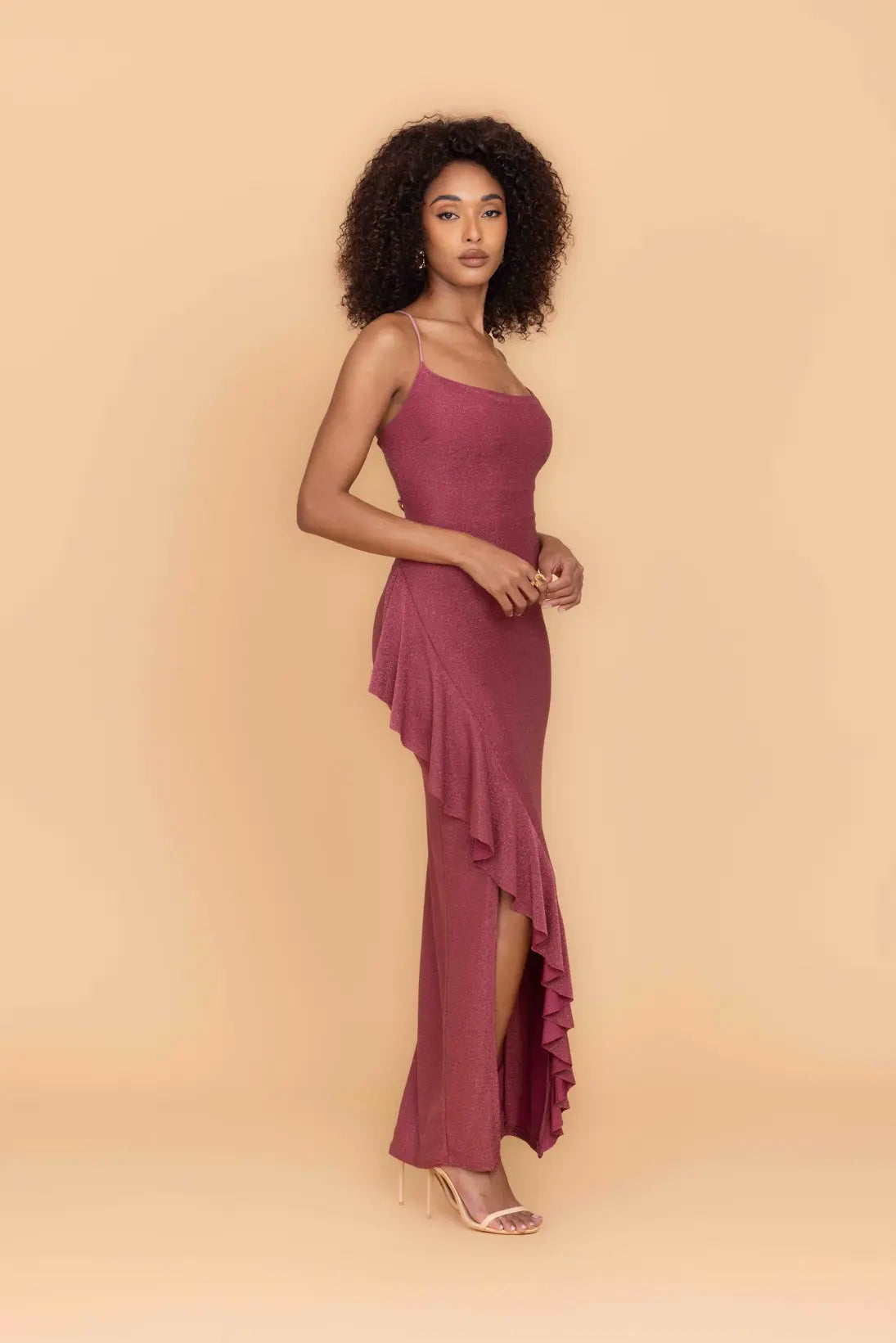 GRACE Rose Pink Glitter Maxi Dress