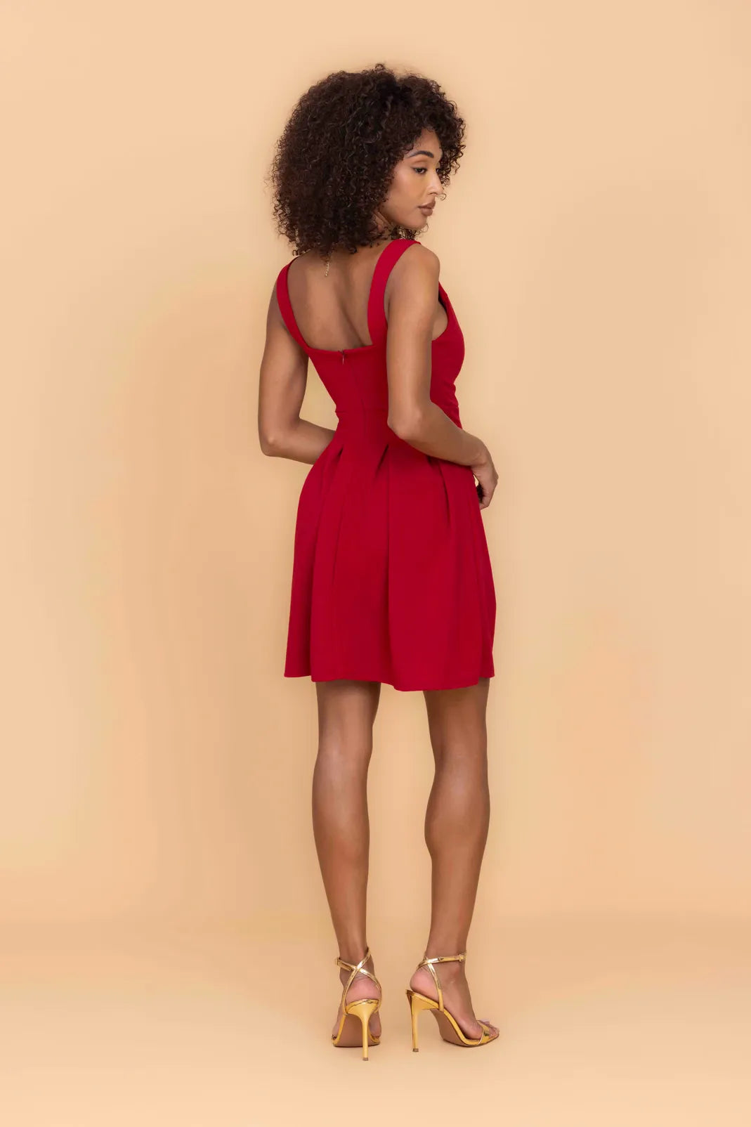 ELOISE Scarlet Red V Neck Skater Dress ELOISE Scarlet Red V Neck Skater Dress