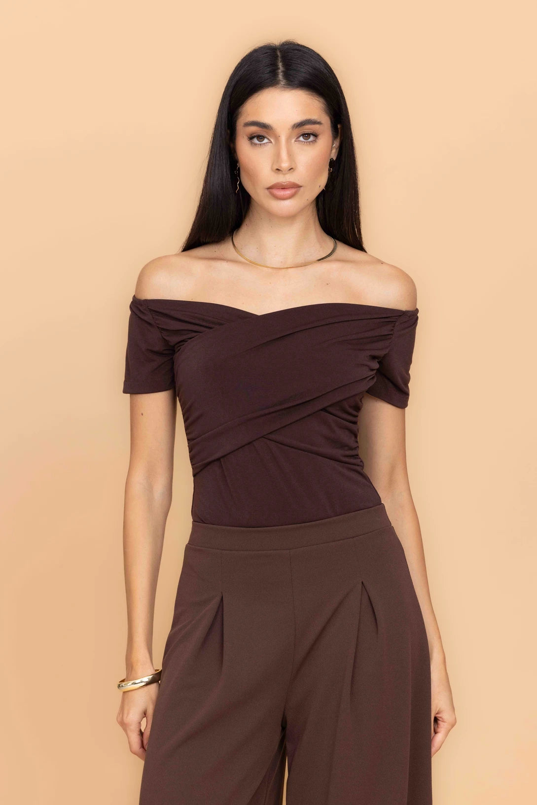 HALLIE Dark Brown Bodysuit