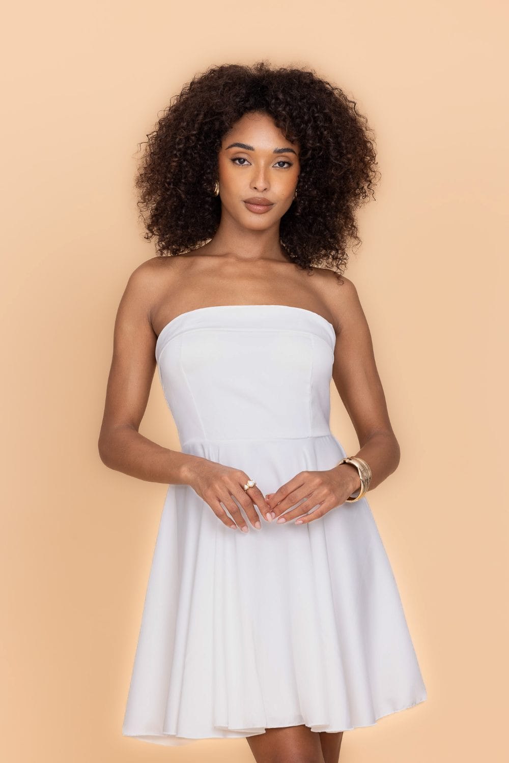 BAILEY White Bandeau Skater Dress