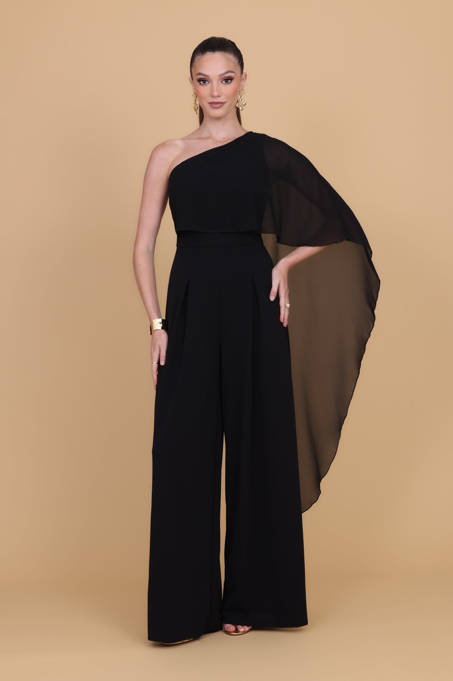 MELODY Black One Shoulder Jumpsuit