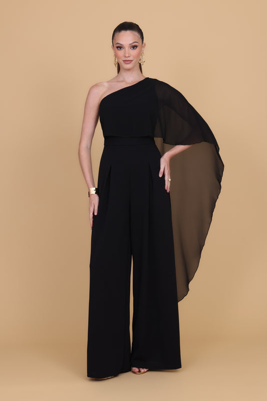 MELODY Black One Shoulder Jumpsuit