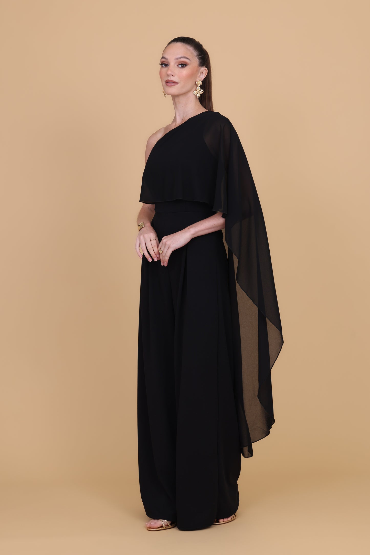 MELODY Black One Shoulder Jumpsuit