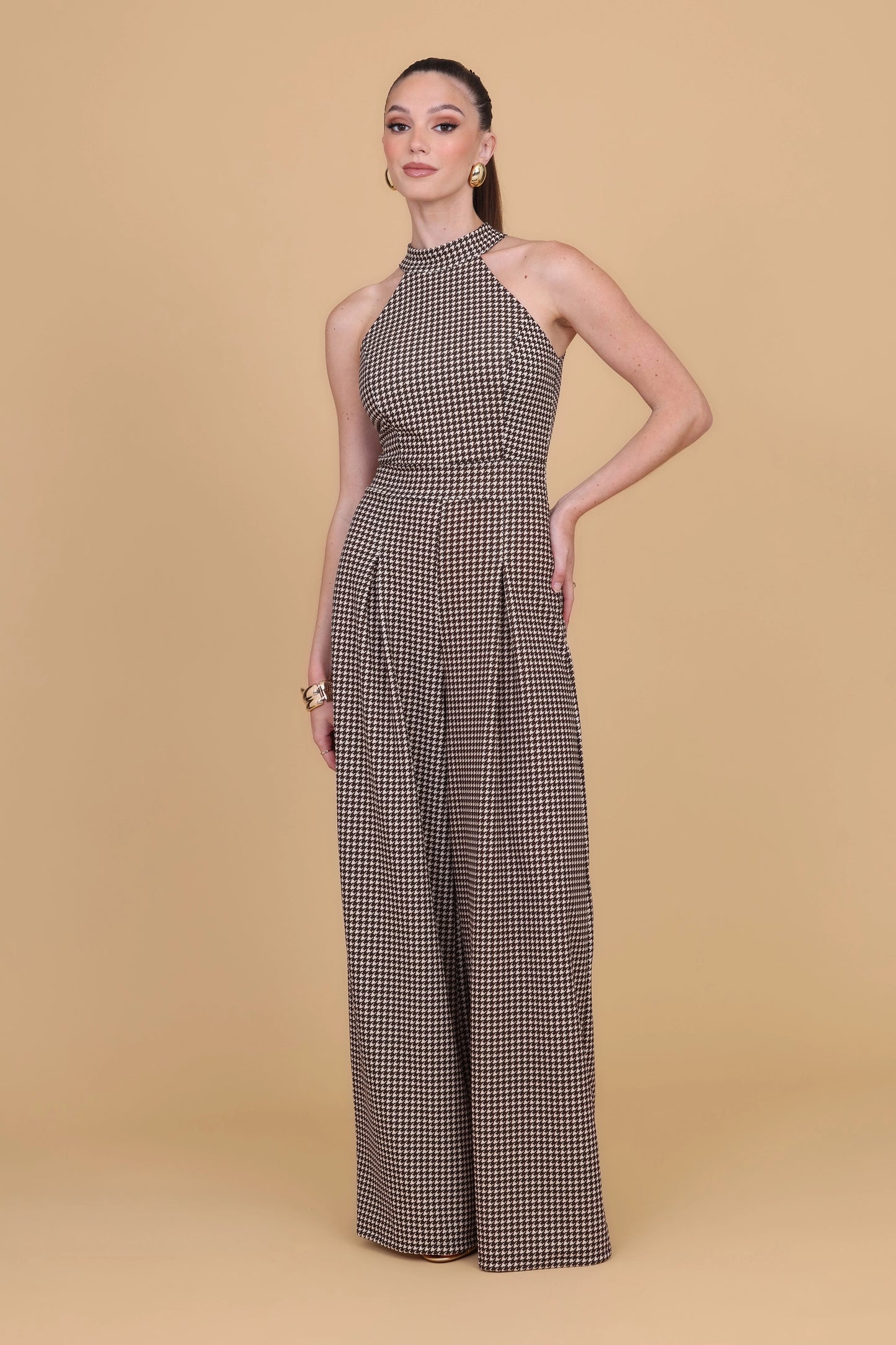 ANNA Brown & Cream Jumpsuit