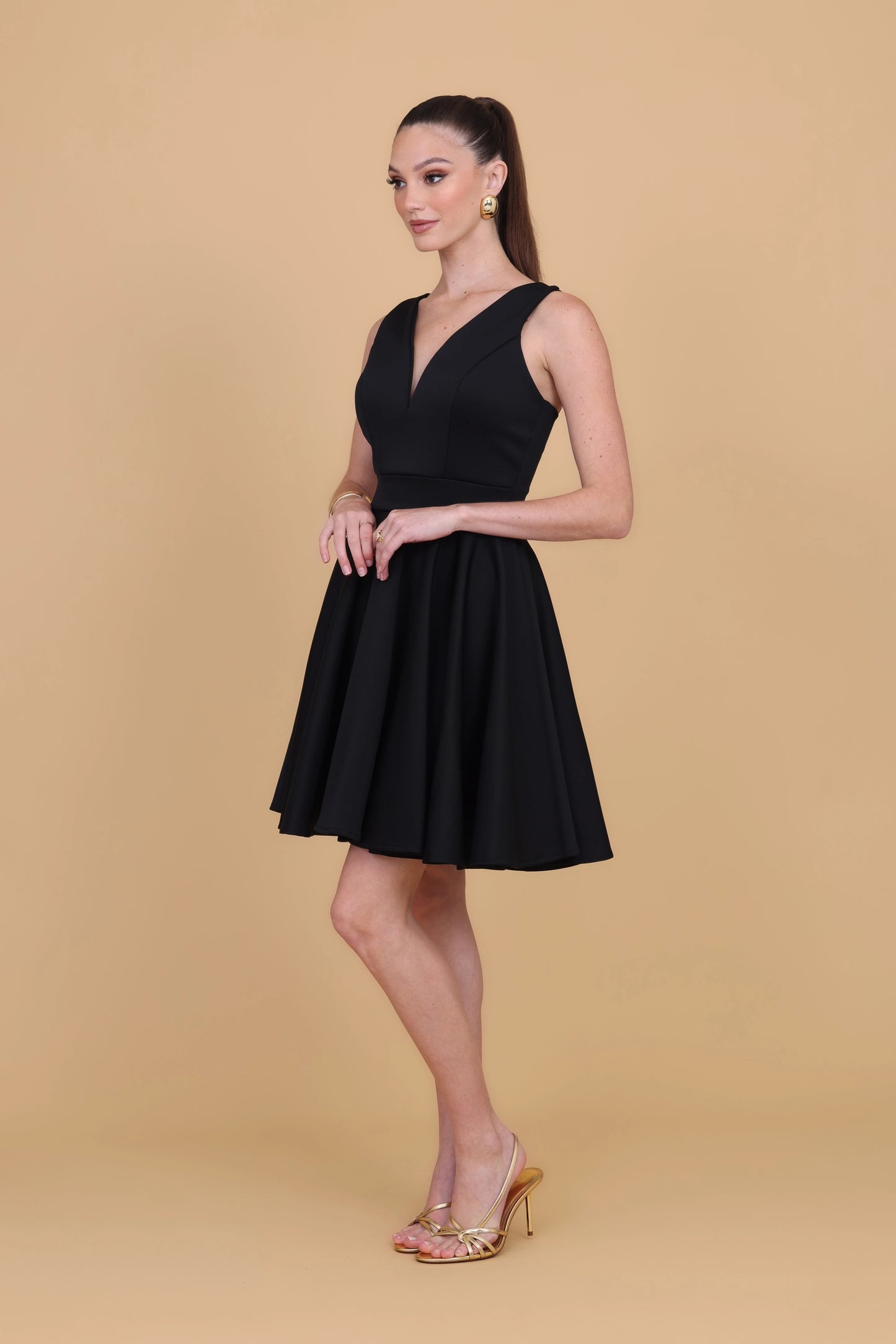 SASHA Black Skater Dress