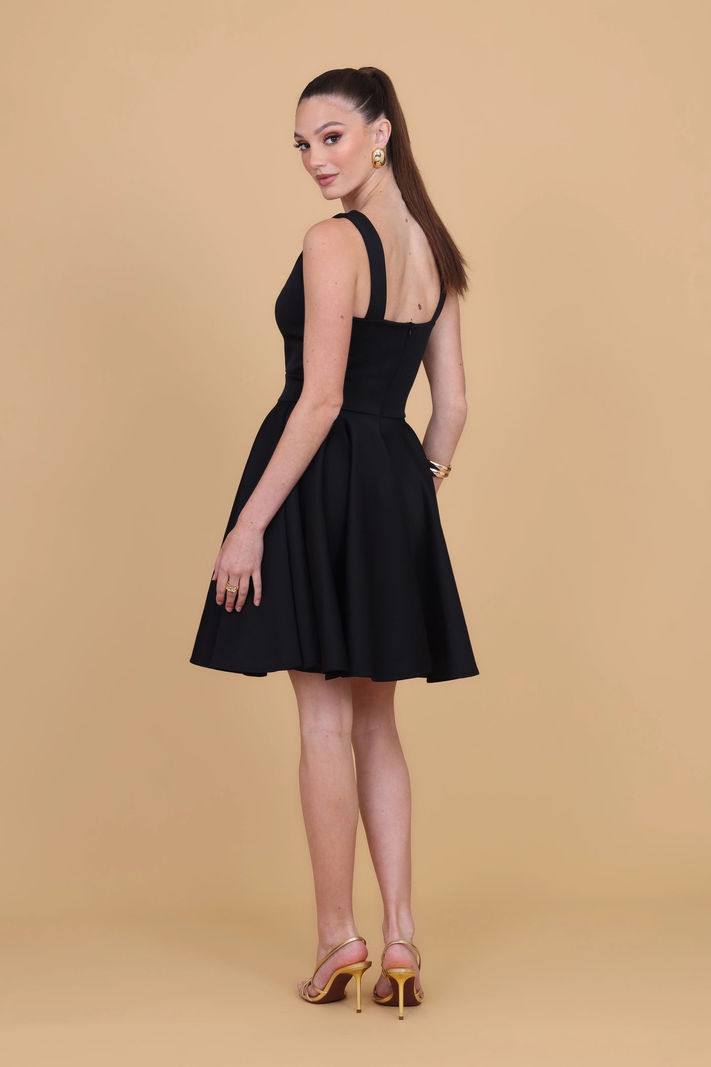 SASHA Black Skater Dress