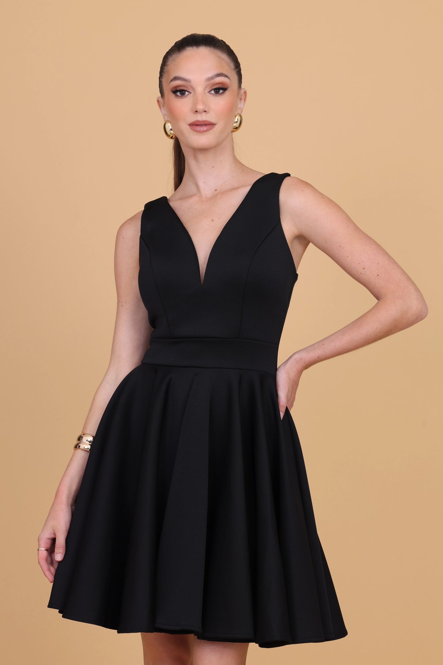 SASHA Black Skater Dress