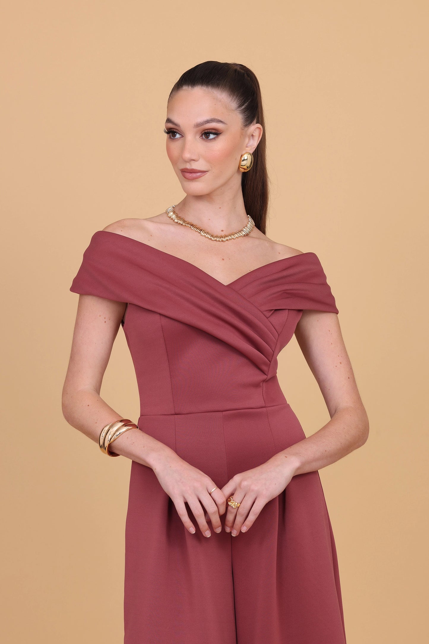 AMBER Dark Mauve Jumpsuit