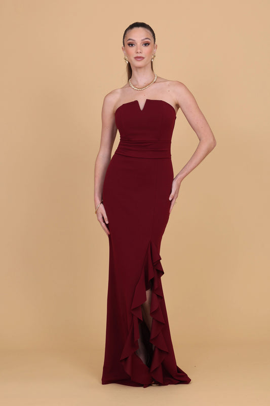 TASMINA Wine Maxi Dress