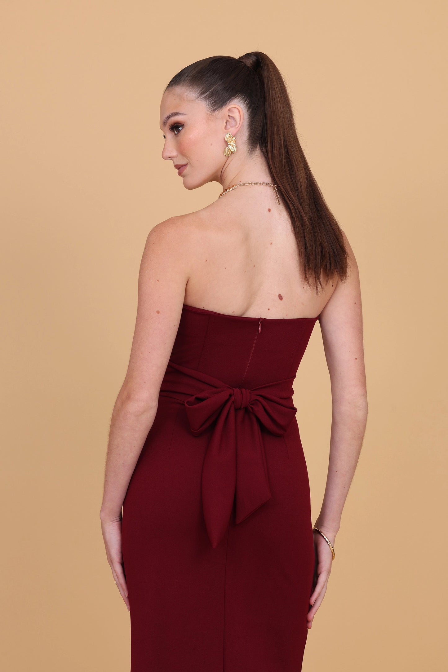 TASMINA Wine Maxi Dress