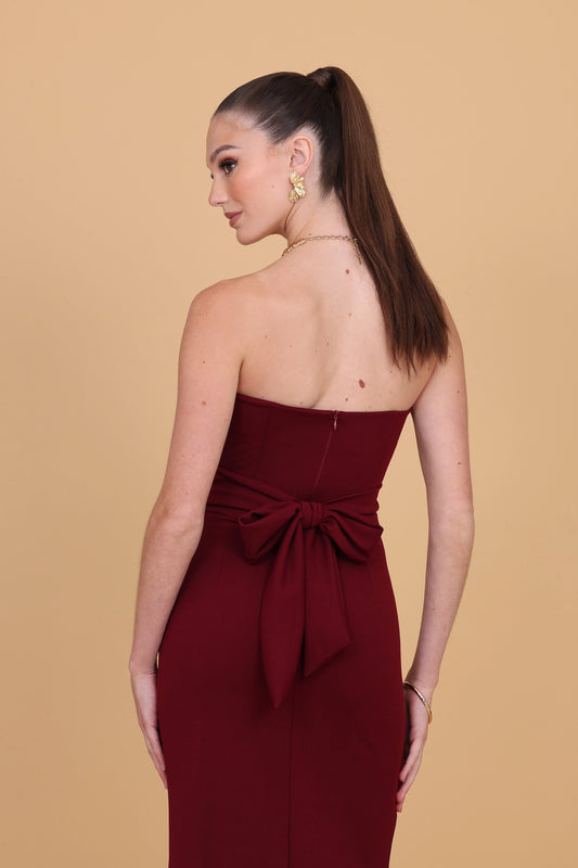 TASMINA Wine Maxi Dress