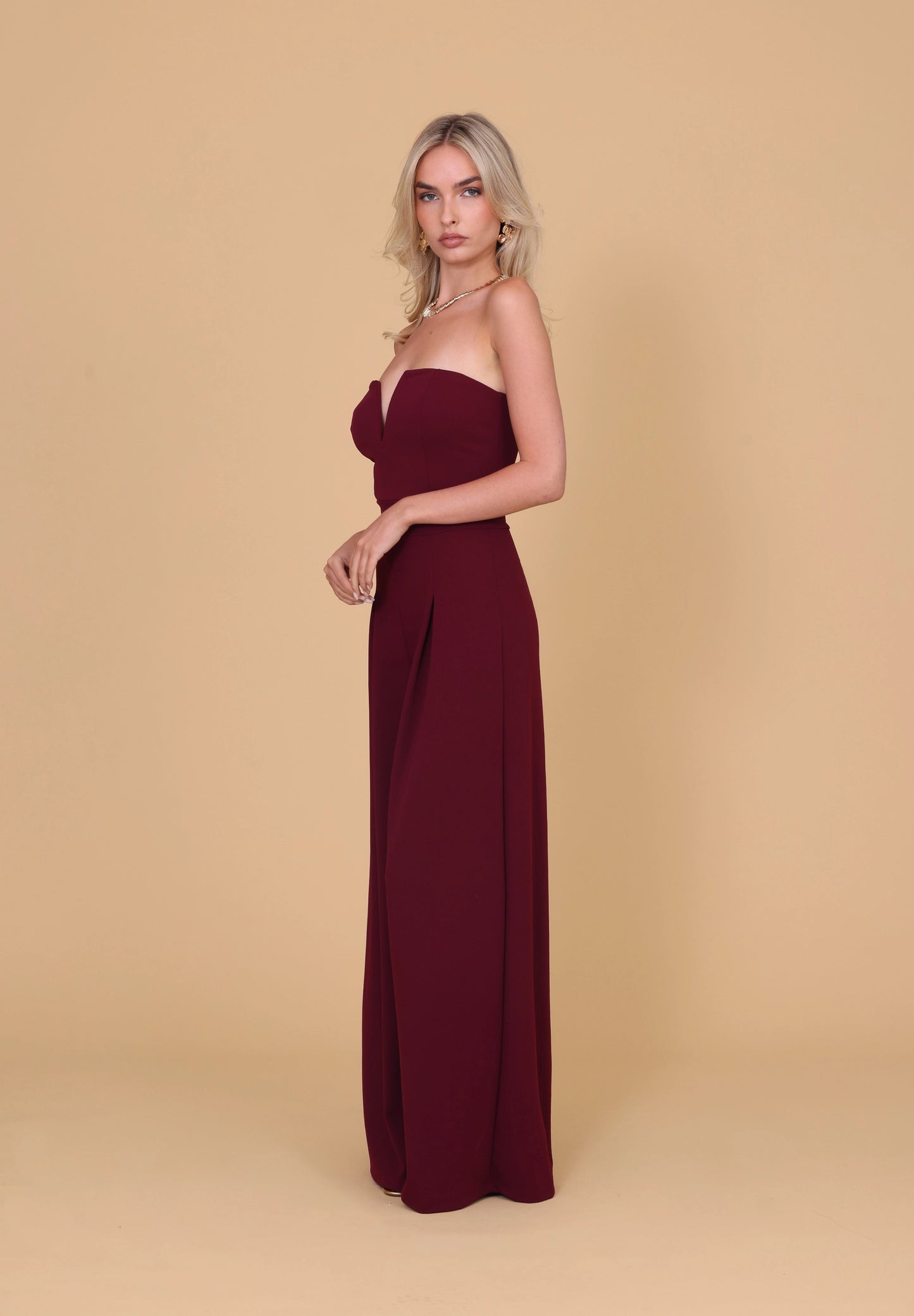 ANNA Burgundy Jumpsuit