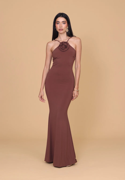AMINA Mocha Maxi Dress