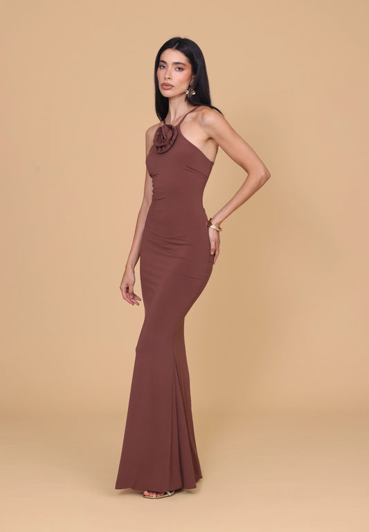 AMINA Mocha Maxi Dress