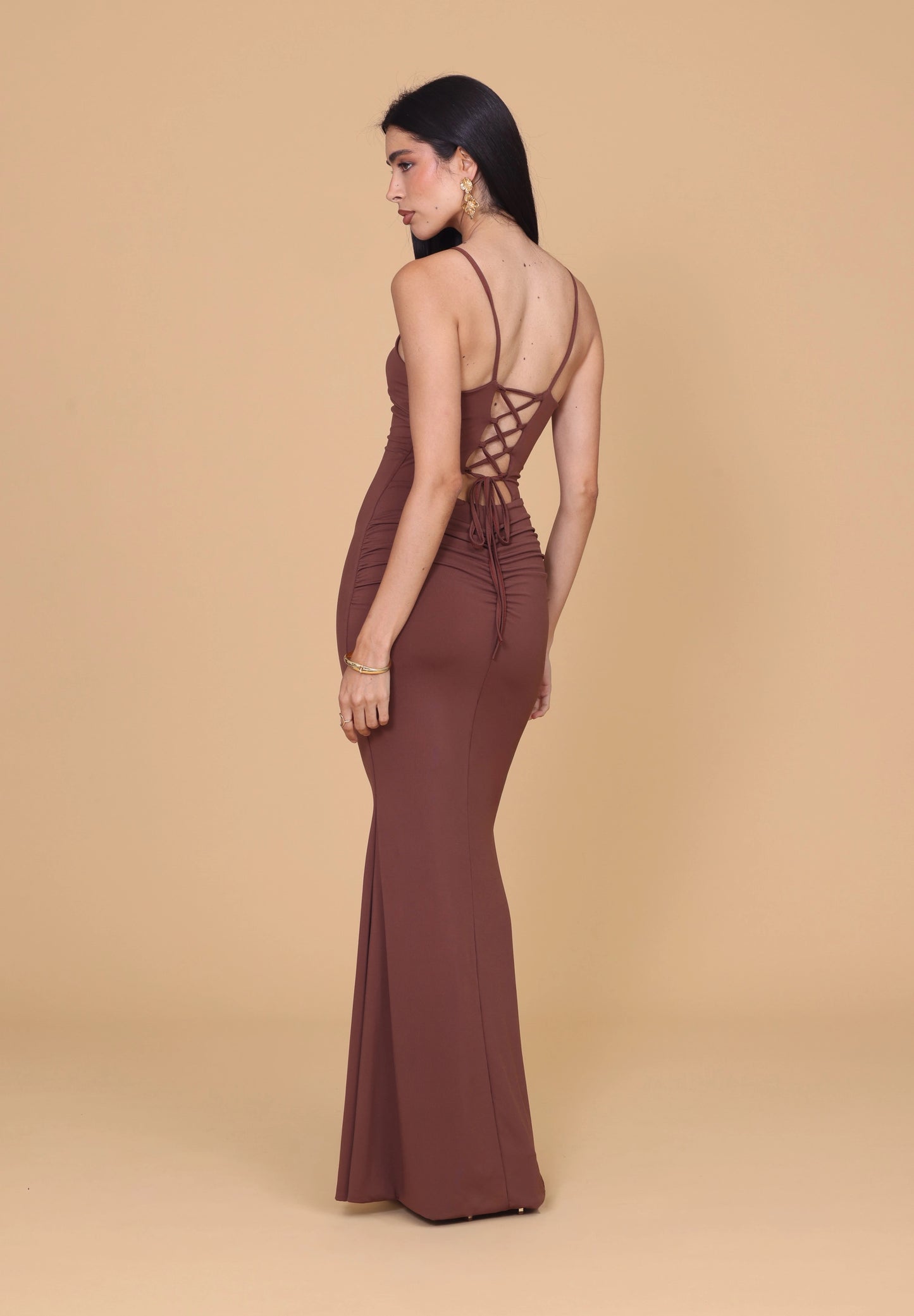 AMINA Mocha Maxi Dress