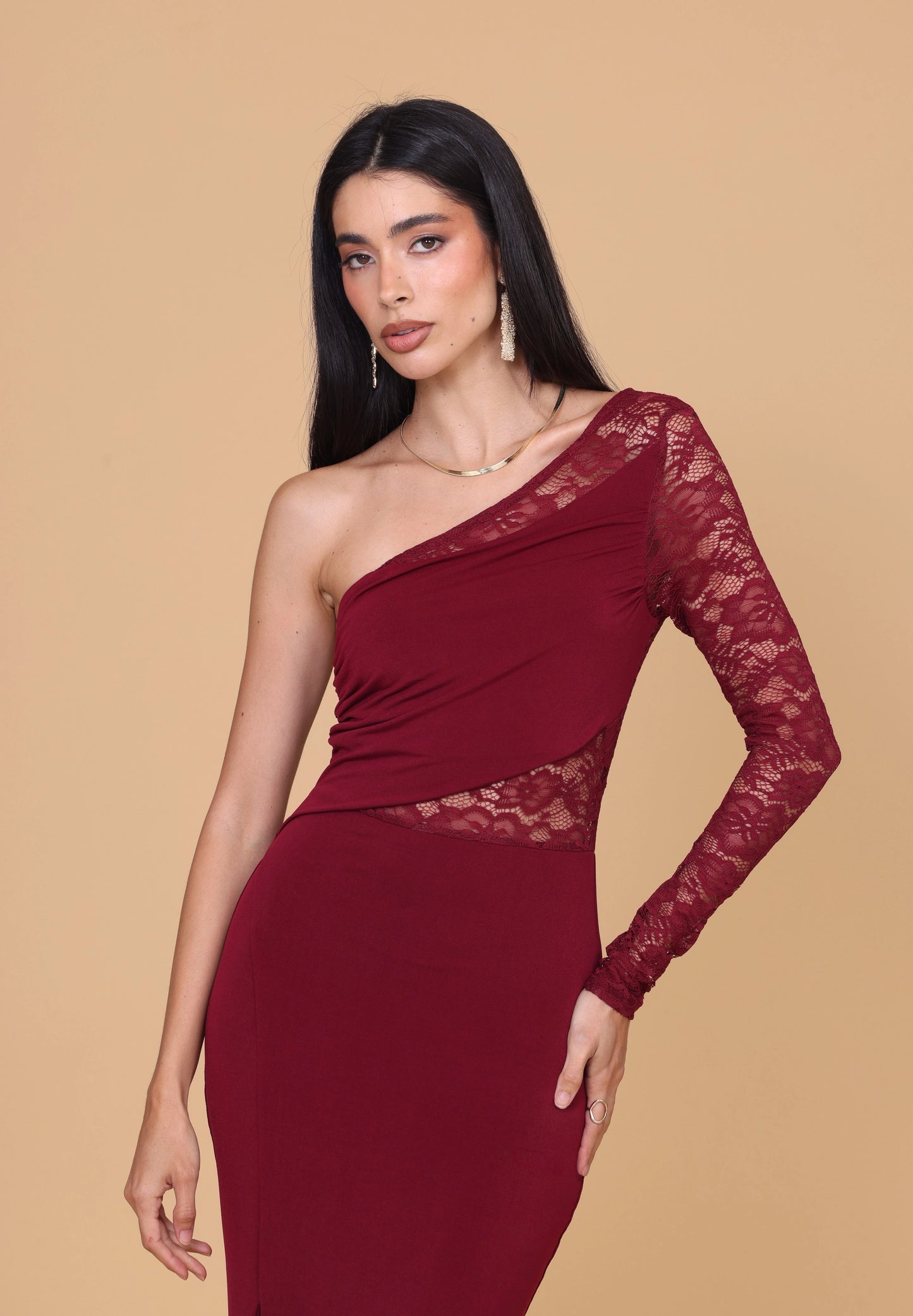 LARINA Wine Maxi Dress