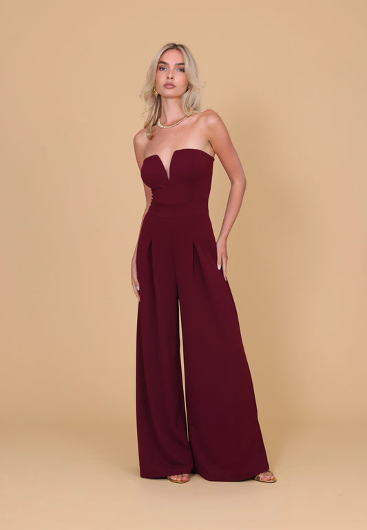 ANNA Burgundy Jumpsuit