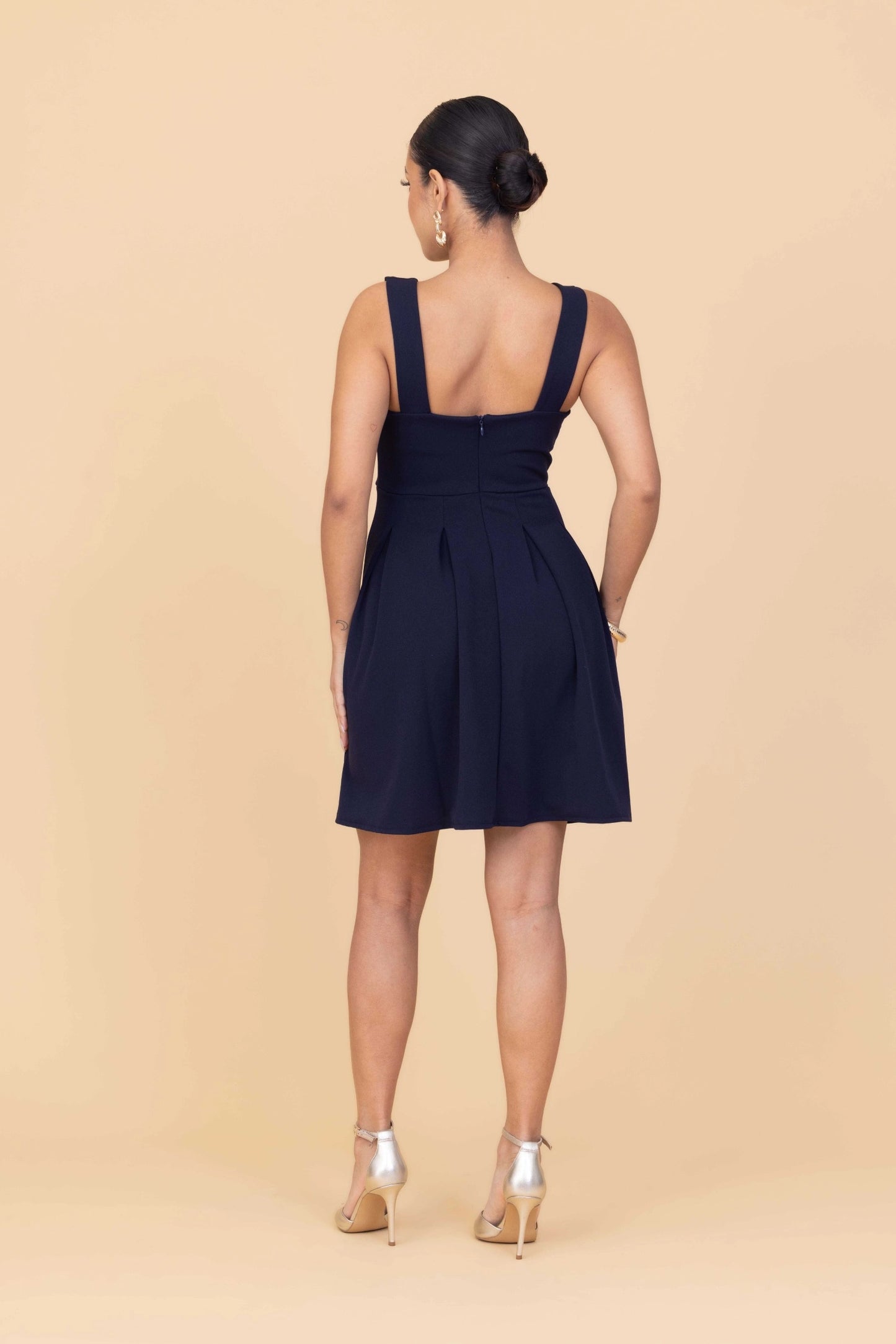 ELOISE Marineblaues Skaterkleid Petite