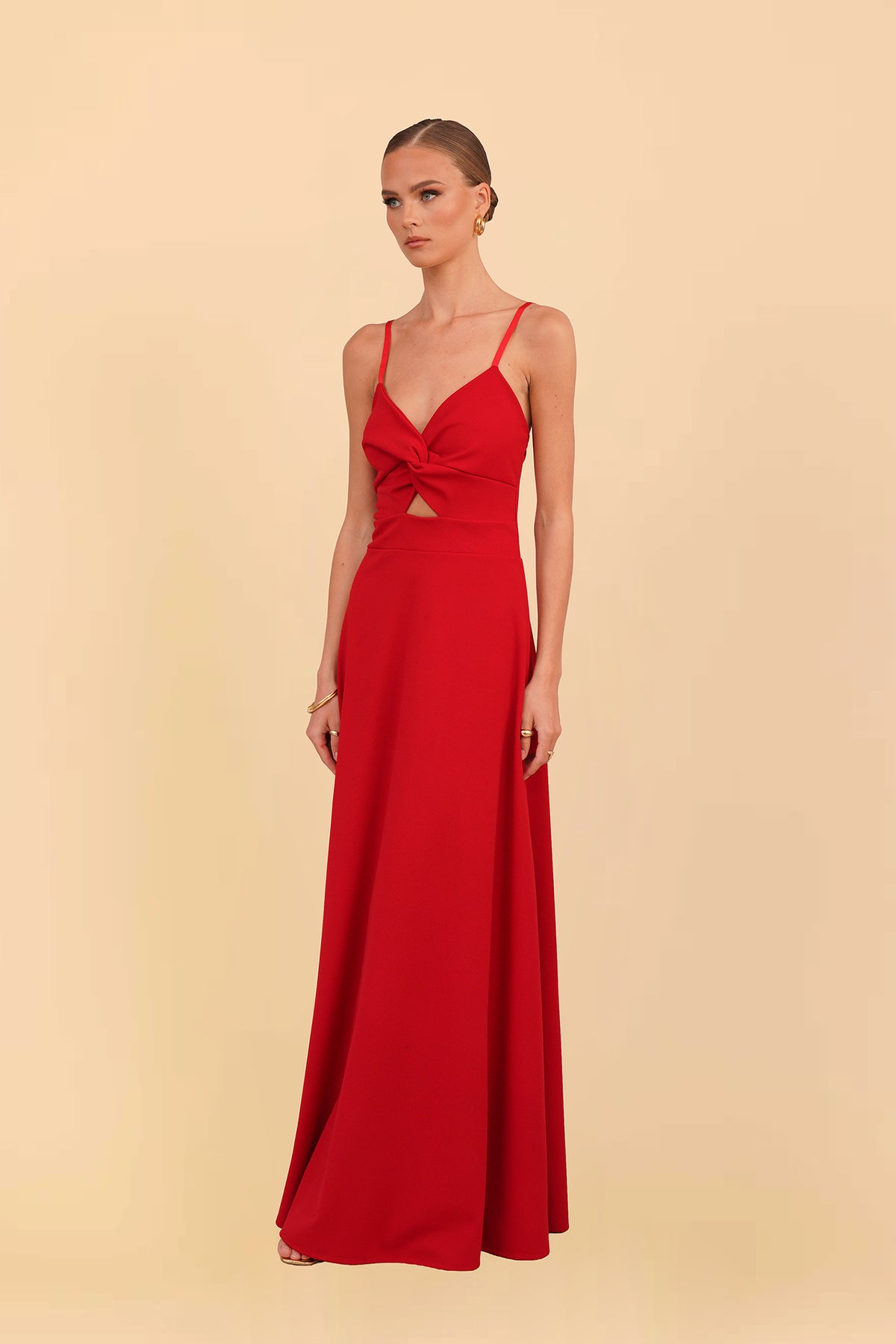 ANNIE Cherry Red Maxi Dress